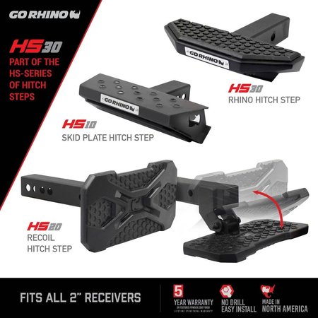 Go Rhino 2IN HITCH RECEIVERS UNIVERSAL HITCH STEP WITH HEX PATTERN STEP PAD BLACK HS3012T